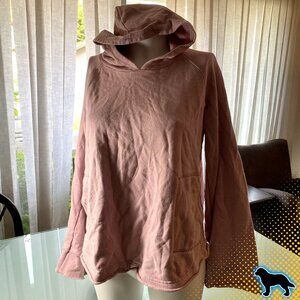 Free People Beach Sweatshirt Pink Hoodie Size L Large with Raw Hems Bell Sleeves